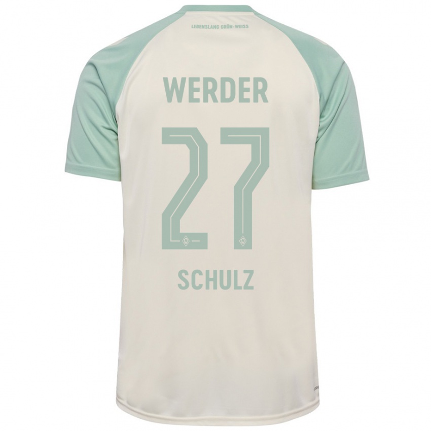 Enfant Maillot Ole Schulz #27 Blanc Cassé Vert Clair Tenues Extérieur 2024/25 T-Shirt Suisse