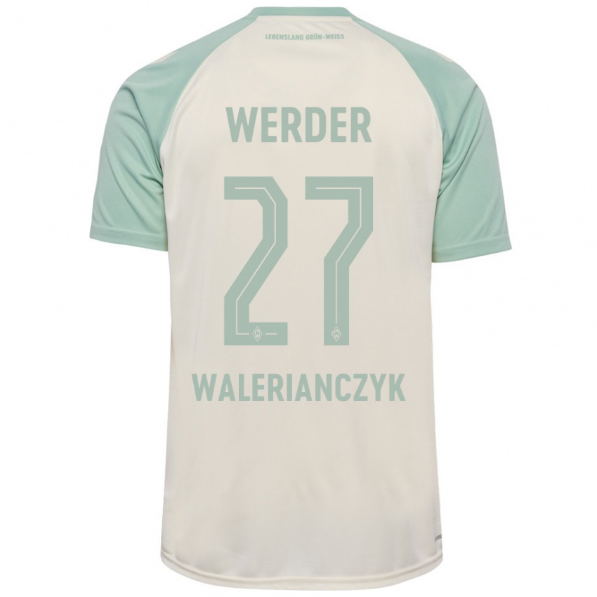 Enfant Maillot Dennis Walerianczyk #27 Blanc Cassé Vert Clair Tenues Extérieur 2024/25 T-Shirt Suisse