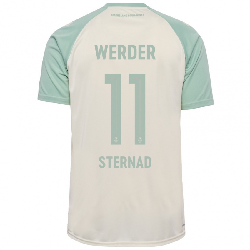 Enfant Maillot Maja Sternad #11 Blanc Cassé Vert Clair Tenues Extérieur 2024/25 T-Shirt Suisse