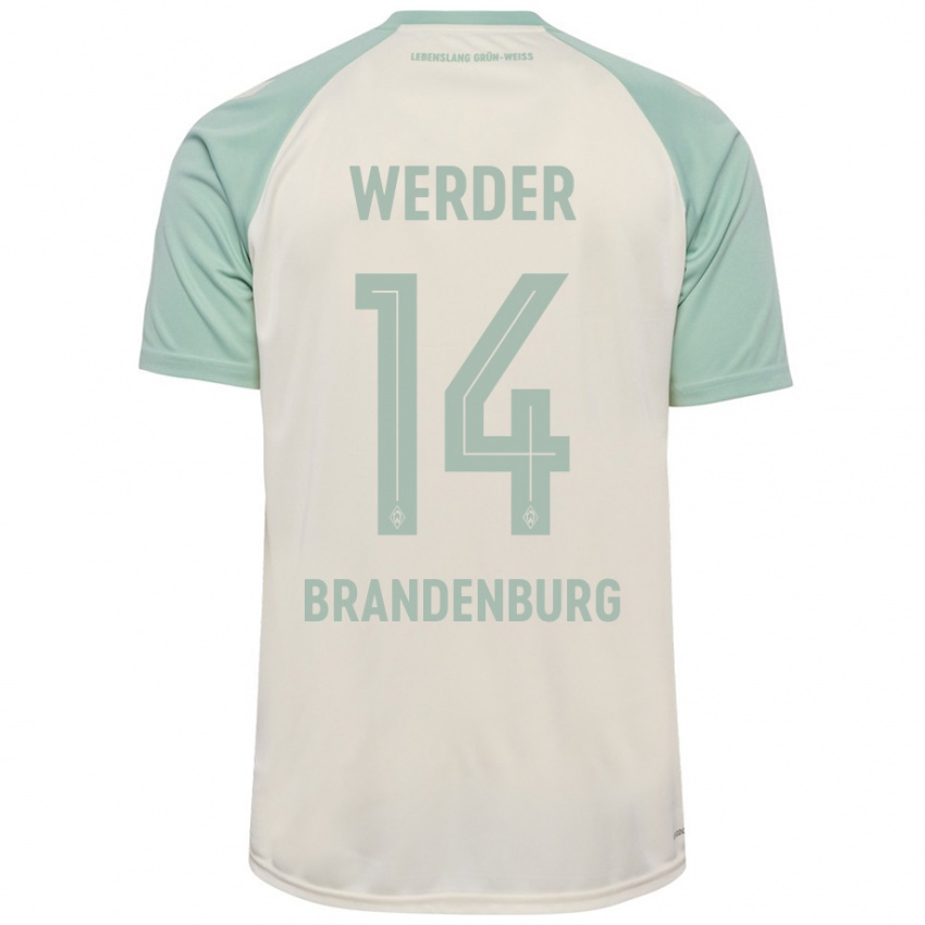 Enfant Maillot Michaela Brandenburg #14 Blanc Cassé Vert Clair Tenues Extérieur 2024/25 T-Shirt Suisse