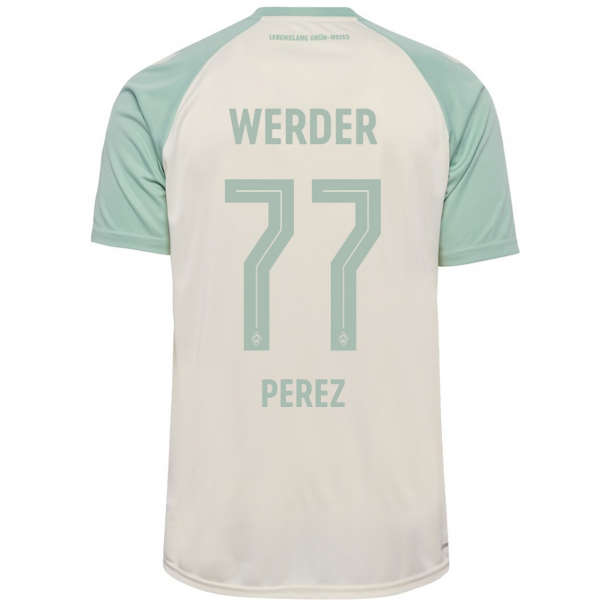 Enfant Maillot Catalina Pérez Jaramillo #77 Blanc Cassé Vert Clair Tenues Extérieur 2024/25 T-Shirt Suisse