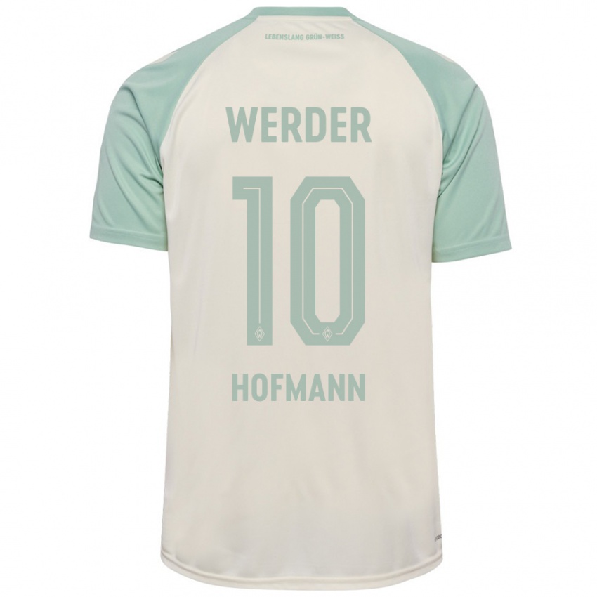 Enfant Maillot Justin Hofmann #10 Blanc Cassé Vert Clair Tenues Extérieur 2024/25 T-Shirt Suisse