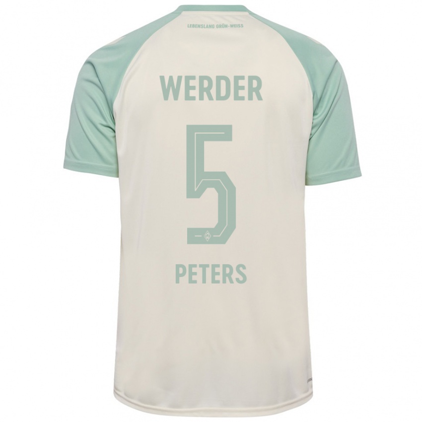 Enfant Maillot Joshua Peters #5 Blanc Cassé Vert Clair Tenues Extérieur 2024/25 T-Shirt Suisse