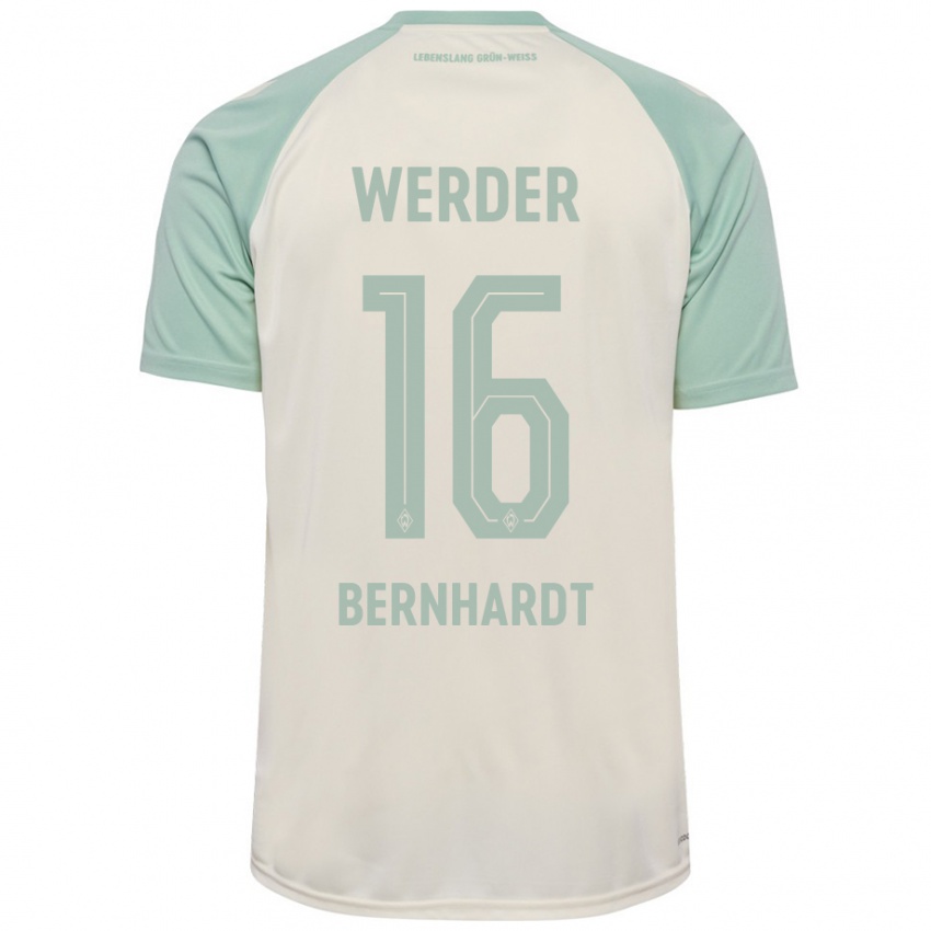 Enfant Maillot Emilie Bernhardt #16 Blanc Cassé Vert Clair Tenues Extérieur 2024/25 T-Shirt Suisse