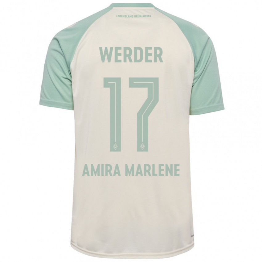 Enfant Maillot Amira Marlene Dahl #17 Blanc Cassé Vert Clair Tenues Extérieur 2024/25 T-Shirt Suisse