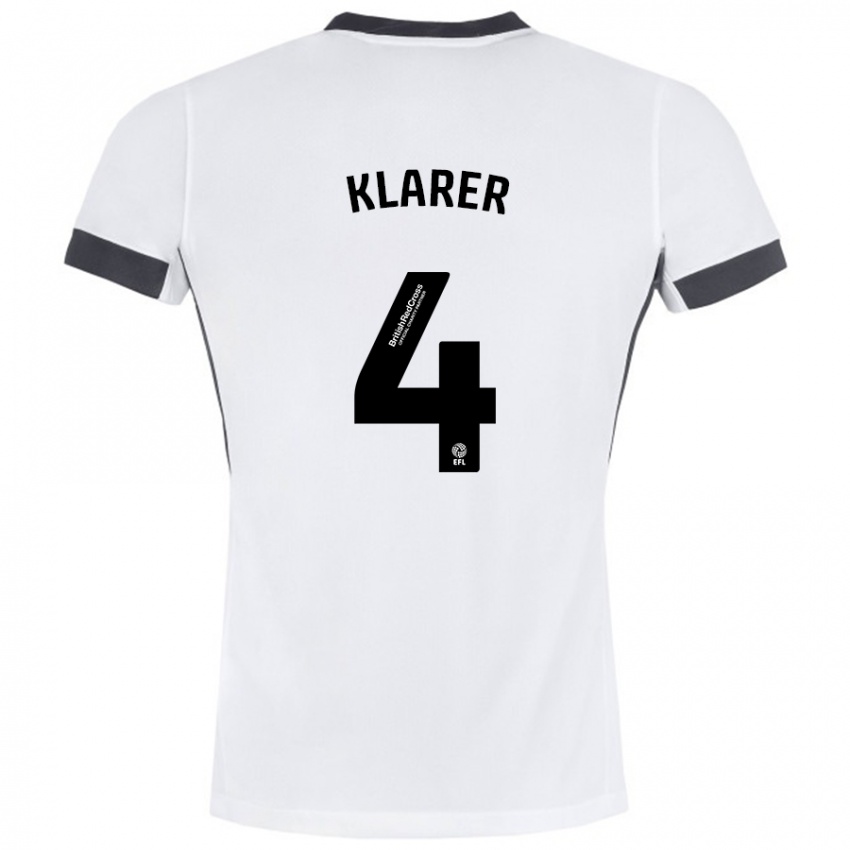 Kinder Christoph Klarer #4 Weiß Schwarz Auswärtstrikot Trikot 2024/25 T-Shirt Schweiz