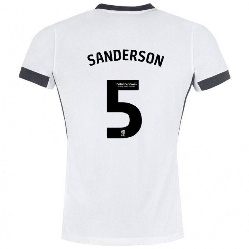 Kinder Dion Sanderson #5 Weiß Schwarz Auswärtstrikot Trikot 2024/25 T-Shirt Schweiz