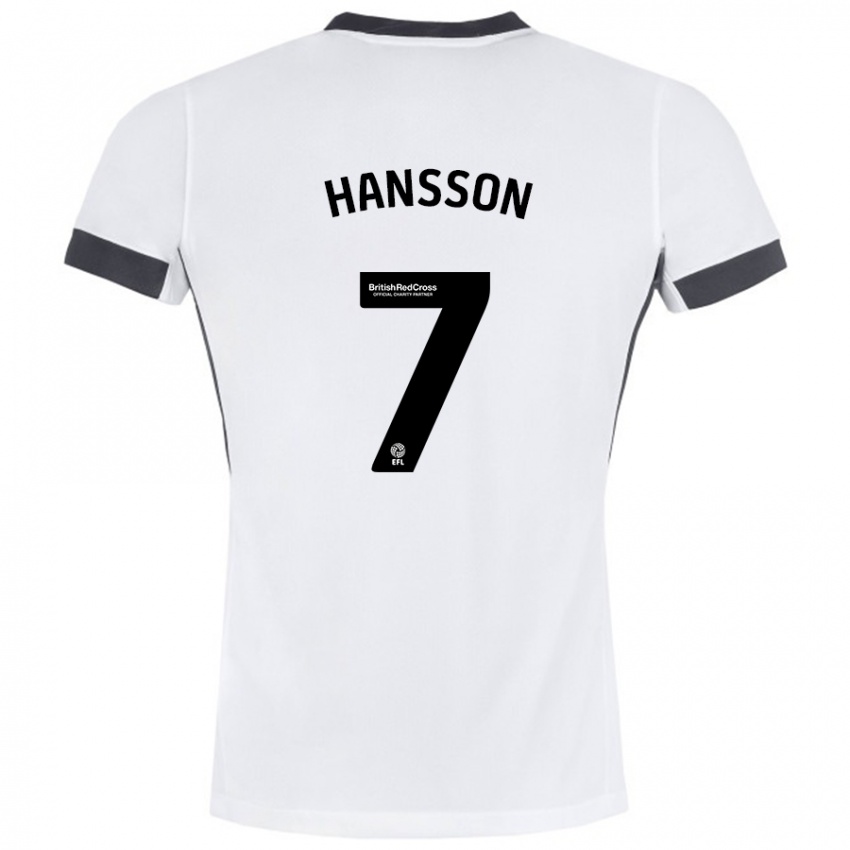 Kinder Emil Hansson #7 Weiß Schwarz Auswärtstrikot Trikot 2024/25 T-Shirt Schweiz