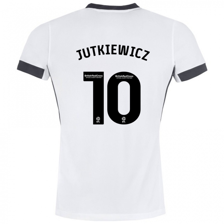 Kinder Lukas Jutkiewicz #10 Weiß Schwarz Auswärtstrikot Trikot 2024/25 T-Shirt Schweiz