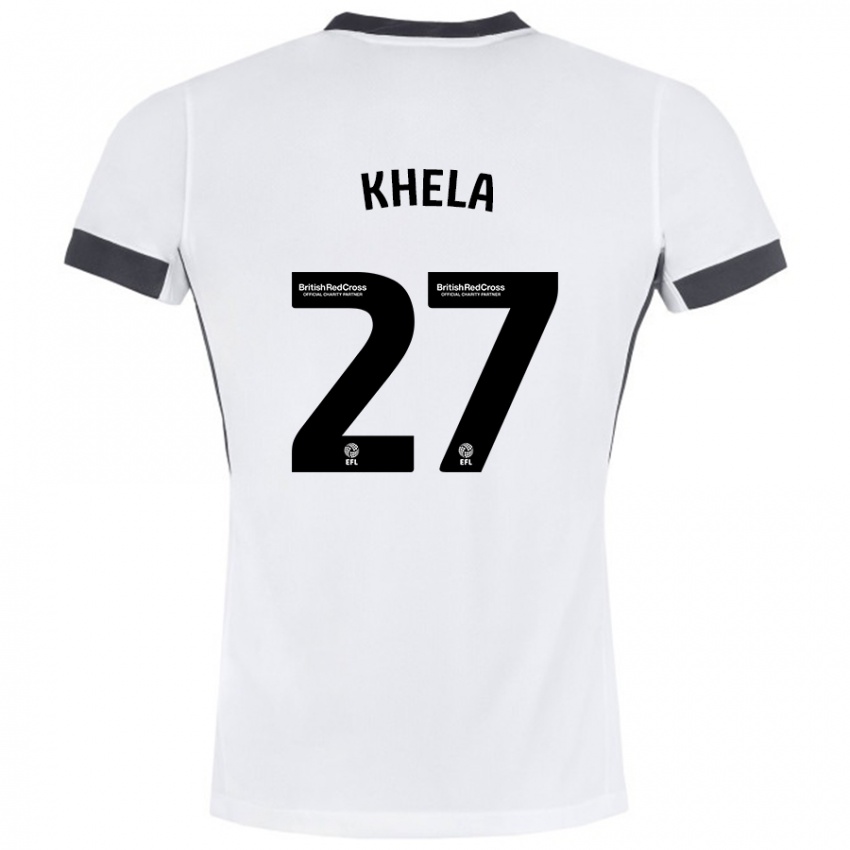 Kinder Brandon Khela #27 Weiß Schwarz Auswärtstrikot Trikot 2024/25 T-Shirt Schweiz