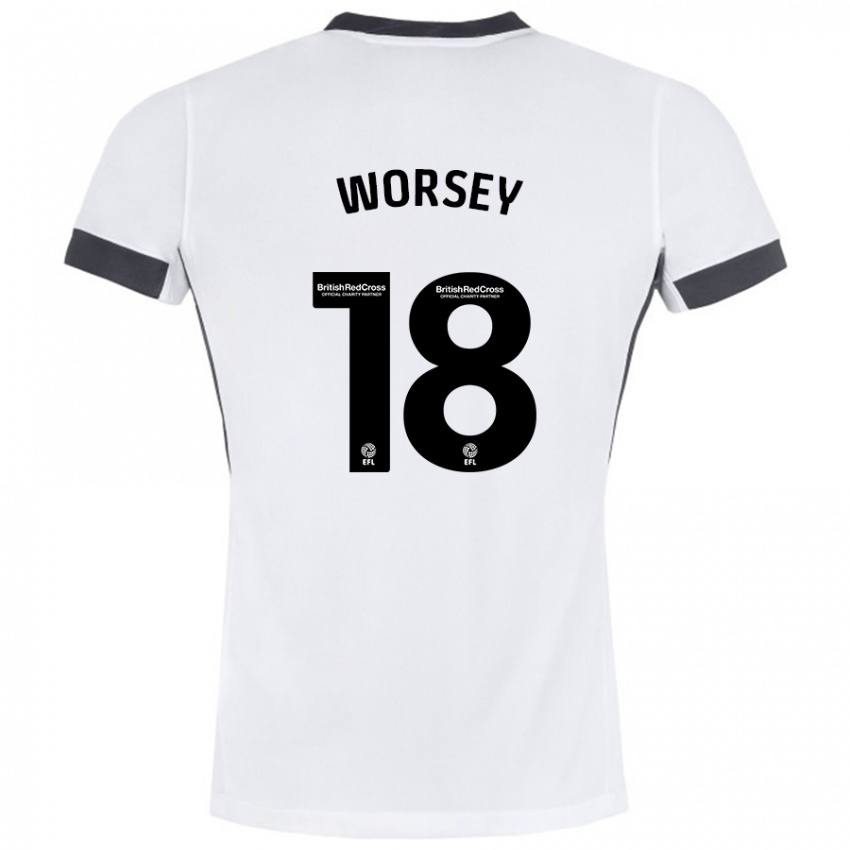 Enfant Maillot Louanne Worsey #18 Blanc Noir Tenues Extérieur 2024/25 T-Shirt Suisse