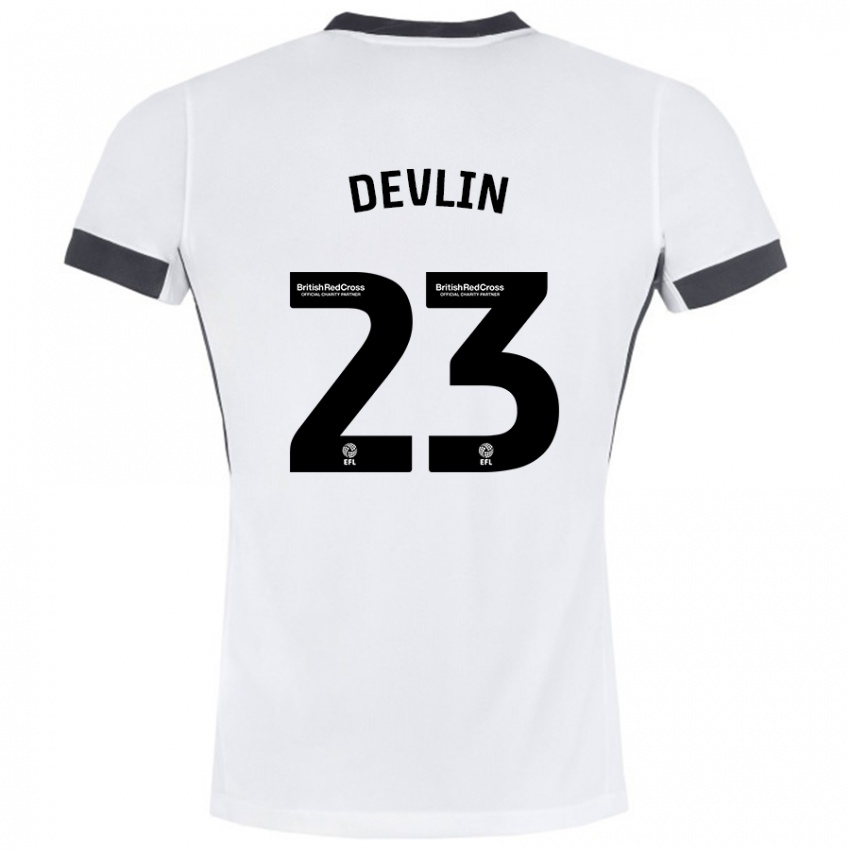 Kinder Charlotte Devlin #23 Weiß Schwarz Auswärtstrikot Trikot 2024/25 T-Shirt Schweiz