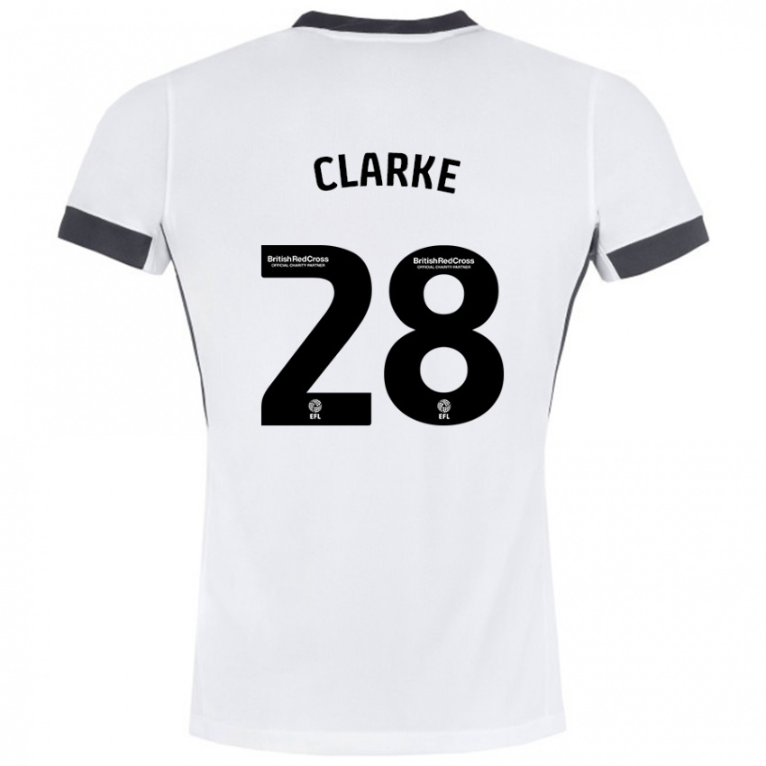 Kinder Charlotte Clarke #28 Weiß Schwarz Auswärtstrikot Trikot 2024/25 T-Shirt Schweiz