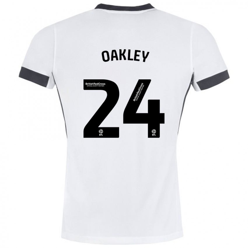 Kinder Marcel Oakley #24 Weiß Schwarz Auswärtstrikot Trikot 2024/25 T-Shirt Schweiz