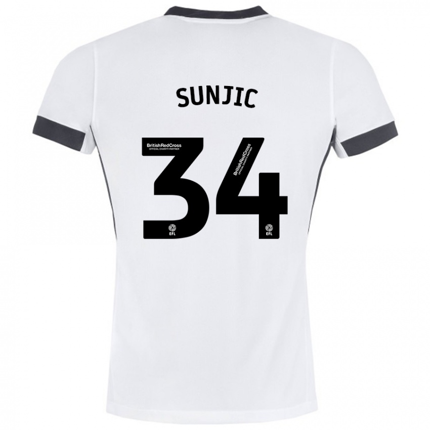 Kinder Ivan Sunjic #34 Weiß Schwarz Auswärtstrikot Trikot 2024/25 T-Shirt Schweiz