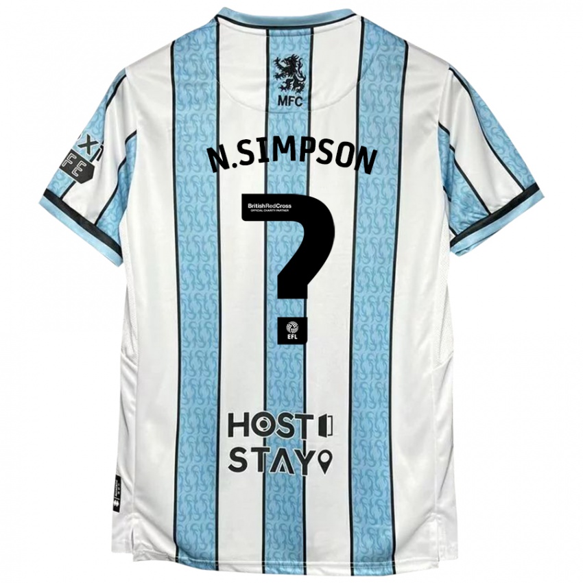 Kinder Nathan Simpson #0 Weiß Blau Auswärtstrikot Trikot 2024/25 T-Shirt Schweiz