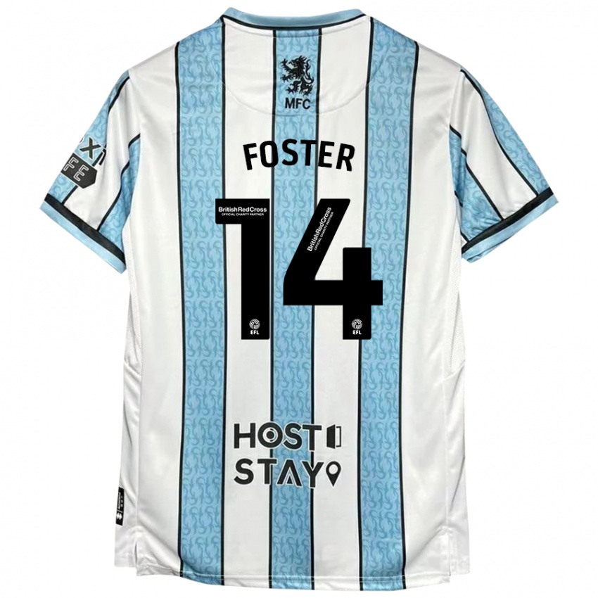 Kinder Emma Foster #14 Weiß Blau Auswärtstrikot Trikot 2024/25 T-Shirt Schweiz