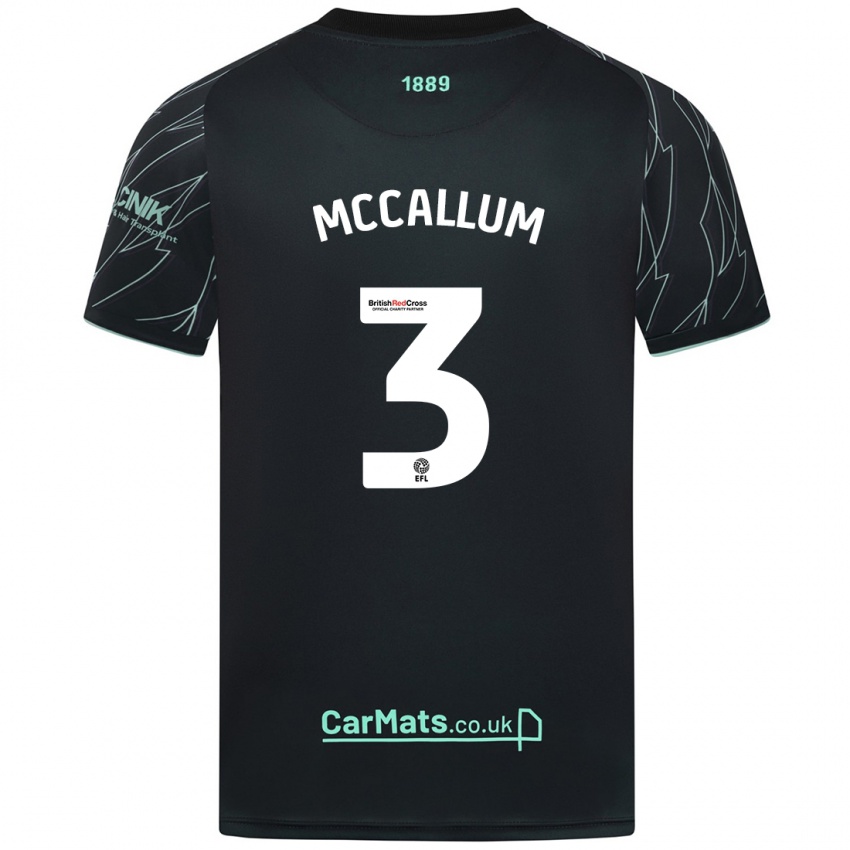 Kinder Sam Mccallum #3 Schwarz Grün Auswärtstrikot Trikot 2024/25 T-Shirt Schweiz