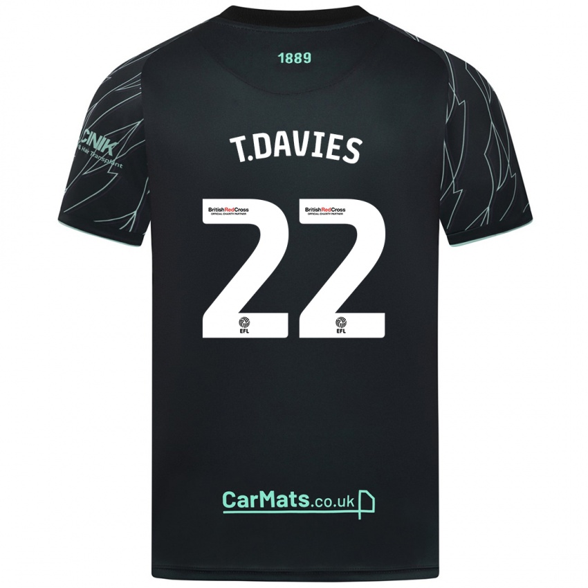 Kinder Tom Davies #22 Schwarz Grün Auswärtstrikot Trikot 2024/25 T-Shirt Schweiz