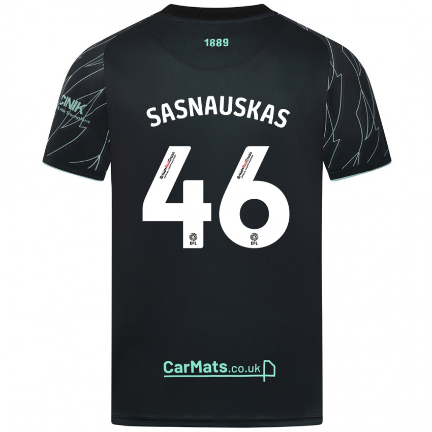 Kinder Dovydas Sasnauskas #46 Schwarz Grün Auswärtstrikot Trikot 2024/25 T-Shirt Schweiz