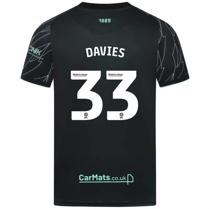 Kinder Bethan Davies #33 Schwarz Grün Auswärtstrikot Trikot 2024/25 T-Shirt Schweiz