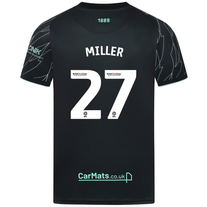 Kinder Lara Miller #27 Schwarz Grün Auswärtstrikot Trikot 2024/25 T-Shirt Schweiz