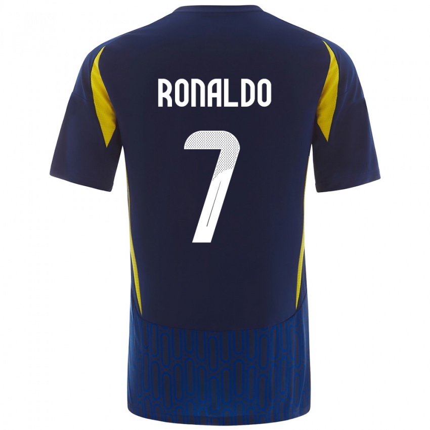 Enfant Maillot Cristiano Ronaldo #7 Bleu Jaune Tenues Extérieur 2024/25 T-Shirt Suisse