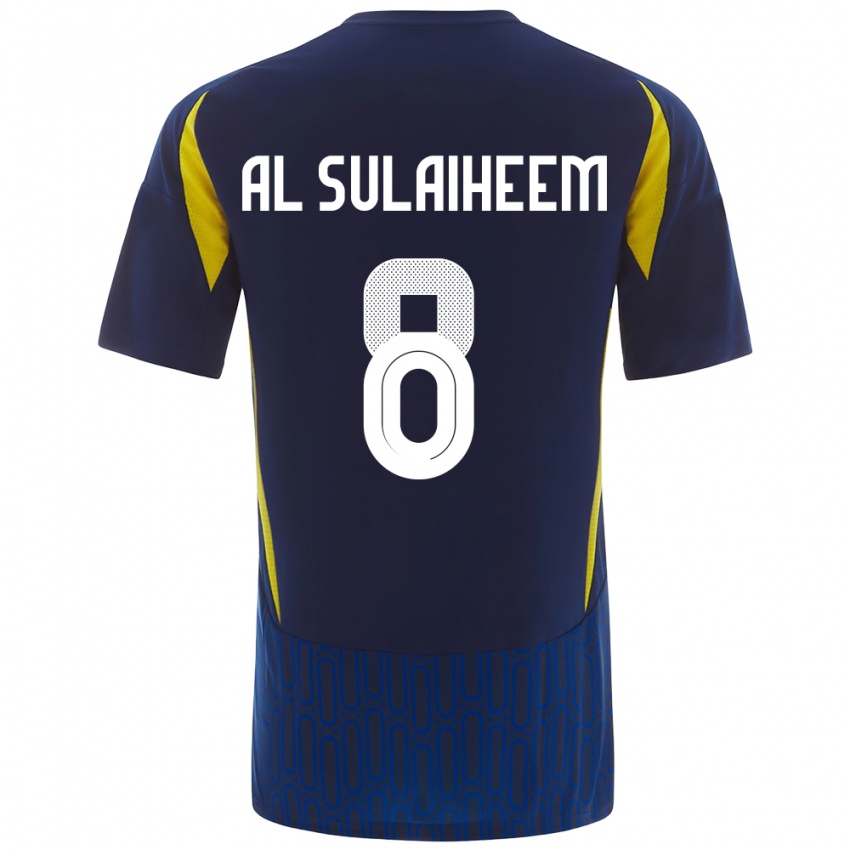 Enfant Maillot Abdulmajeed Al-Sulayhim #8 Bleu Jaune Tenues Extérieur 2024/25 T-Shirt Suisse