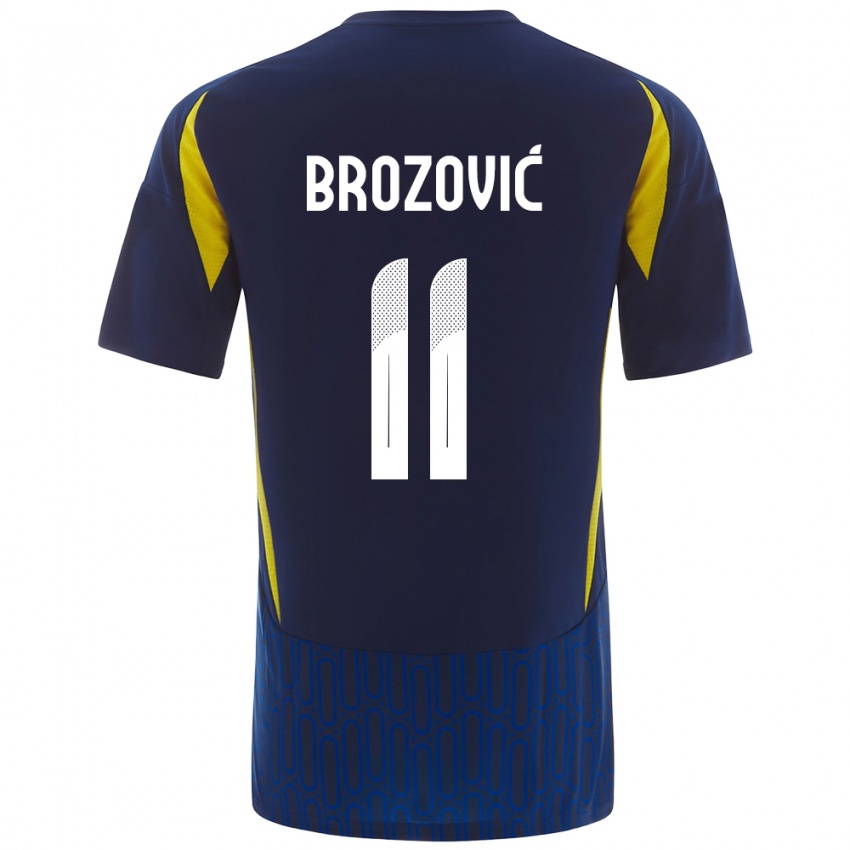 Enfant Maillot Marcelo Brozovic #11 Bleu Jaune Tenues Extérieur 2024/25 T-Shirt Suisse