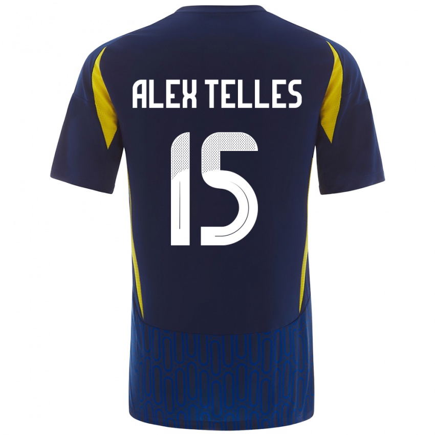 Enfant Maillot Alex Telles #15 Bleu Jaune Tenues Extérieur 2024/25 T-Shirt Suisse