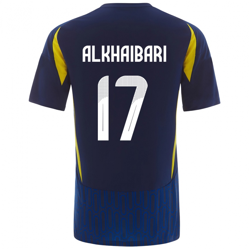 Enfant Maillot Abdullah Al-Khaibari #17 Bleu Jaune Tenues Extérieur 2024/25 T-Shirt Suisse