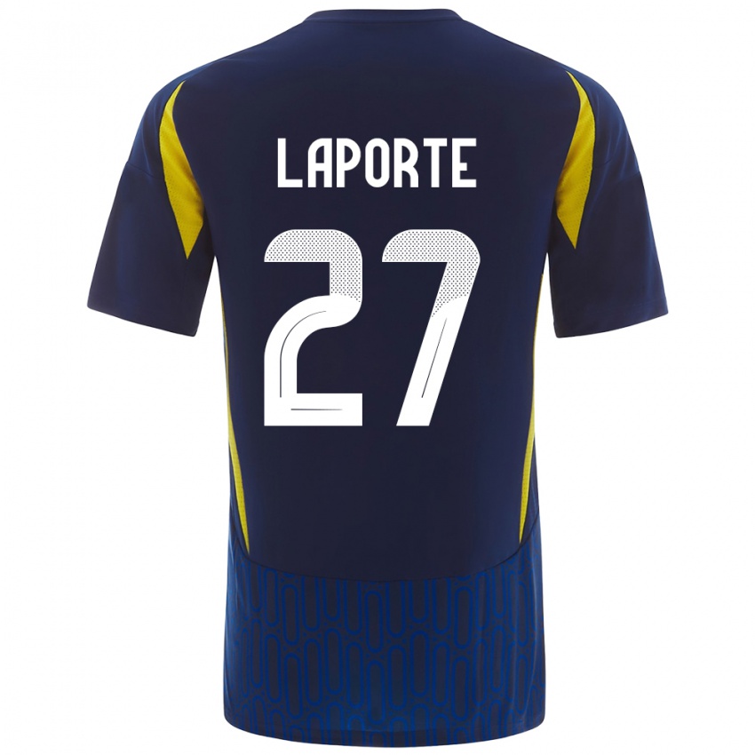 Enfant Maillot Aymeric Laporte #27 Bleu Jaune Tenues Extérieur 2024/25 T-Shirt Suisse