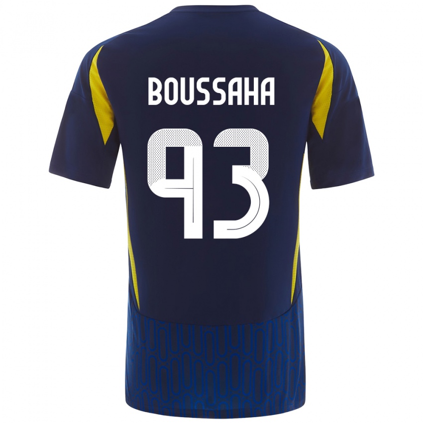 Enfant Maillot Lina Boussaha #93 Bleu Jaune Tenues Extérieur 2024/25 T-Shirt Suisse