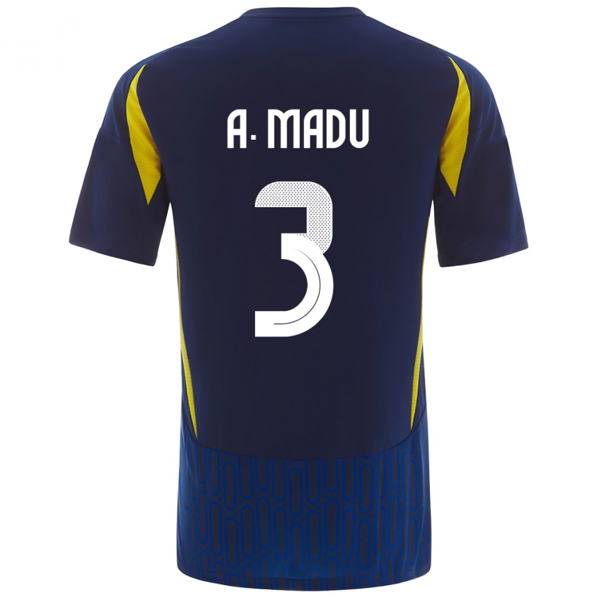 Enfant Maillot Abdullah Madu #3 Bleu Jaune Tenues Extérieur 2024/25 T-Shirt Suisse