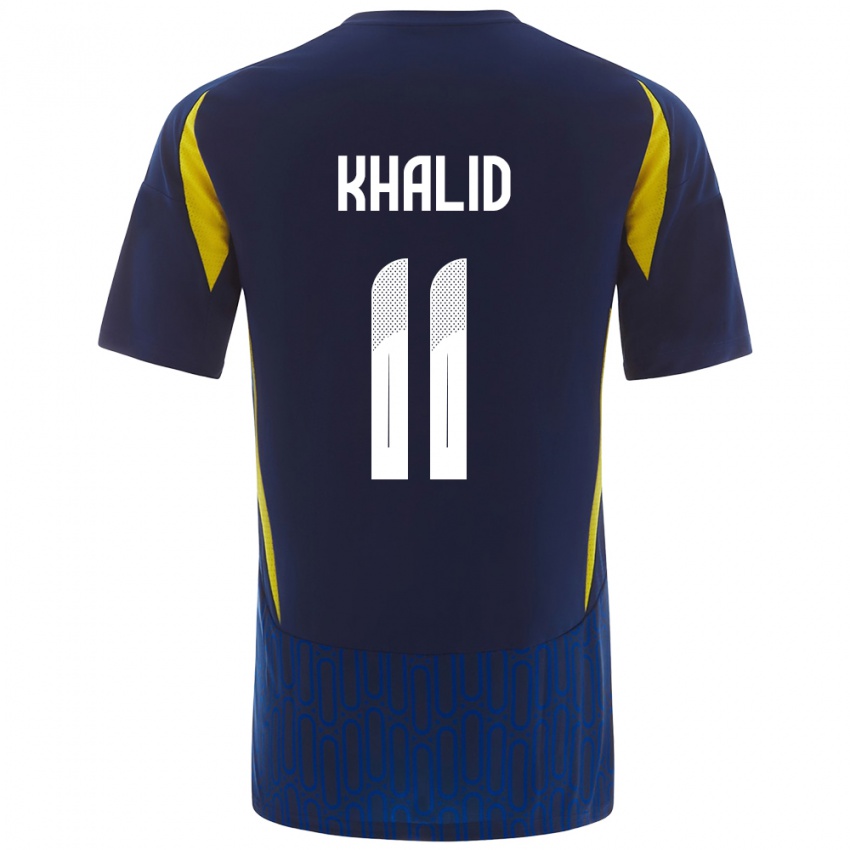 Enfant Maillot Khalid Al-Ghannam #11 Bleu Jaune Tenues Extérieur 2024/25 T-Shirt Suisse