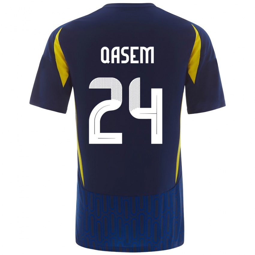 Enfant Maillot Mohammed Qasem #24 Bleu Jaune Tenues Extérieur 2024/25 T-Shirt Suisse