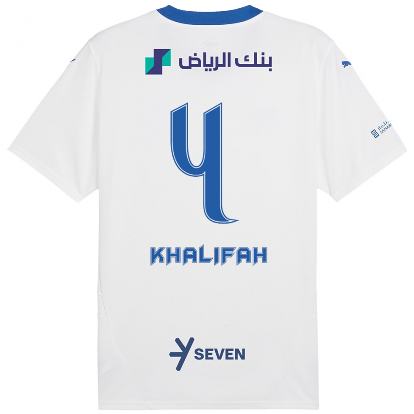 Kinder Khalifah Al-Dawsari #4 Weiß Blau Auswärtstrikot Trikot 2024/25 T-Shirt Schweiz