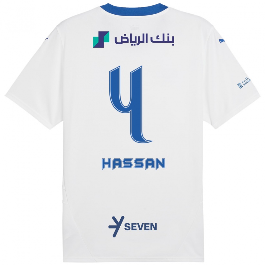 Kinder Eman Hassan #4 Weiß Blau Auswärtstrikot Trikot 2024/25 T-Shirt Schweiz