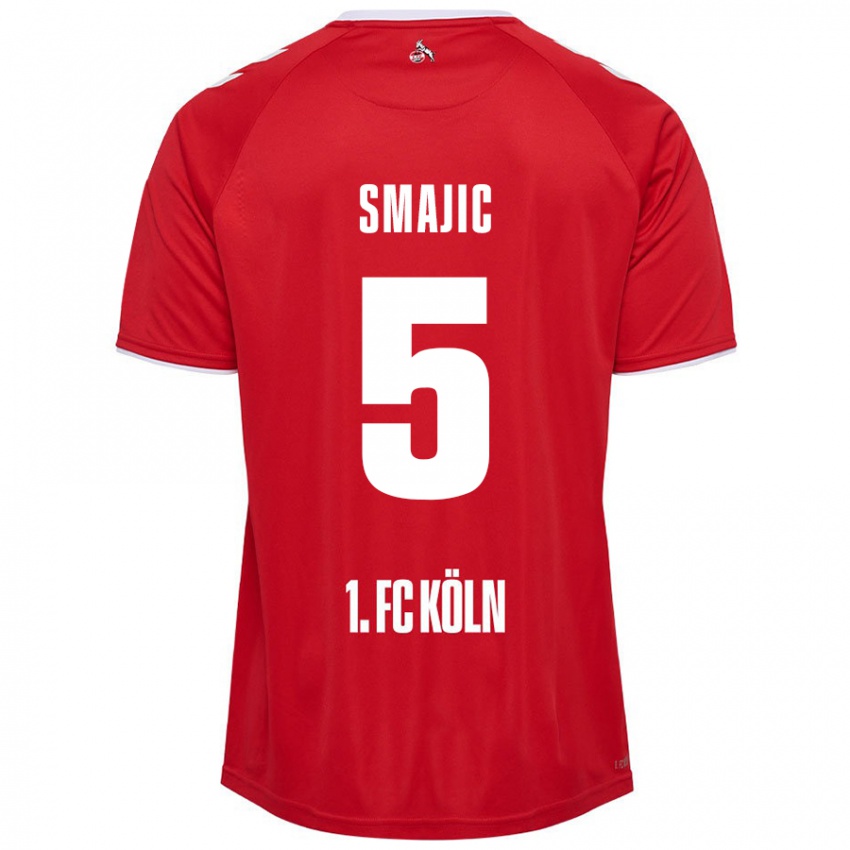 Enfant Maillot Rijad Smajic #5 Rouge Blanc Tenues Extérieur 2024/25 T-Shirt Suisse