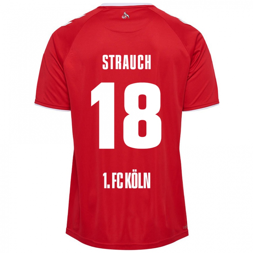 Kinder Georg Strauch #18 Rot Weiß Auswärtstrikot Trikot 2024/25 T-Shirt Schweiz