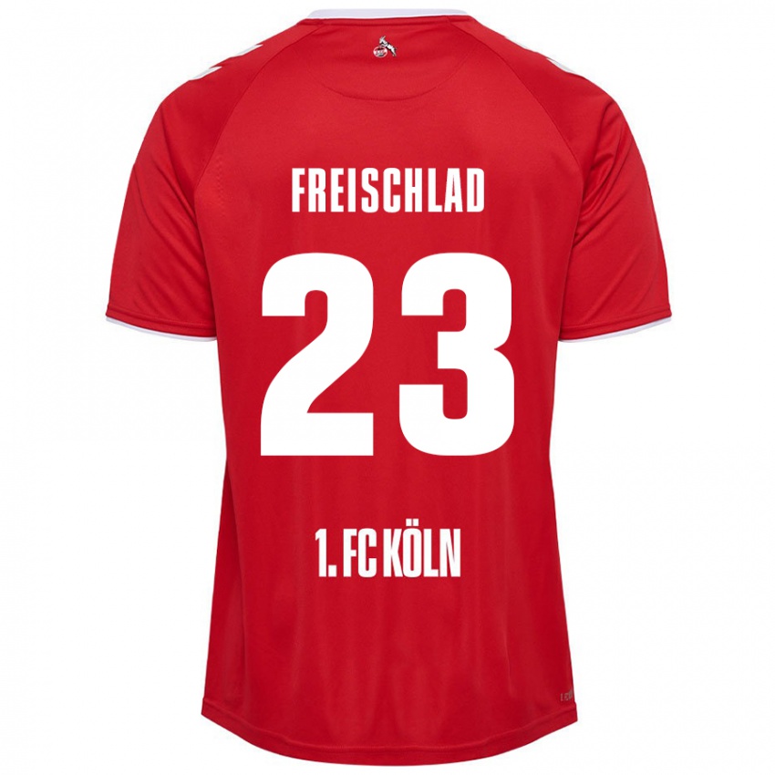 Kinder Yannick Freischlad #23 Rot Weiß Auswärtstrikot Trikot 2024/25 T-Shirt Schweiz