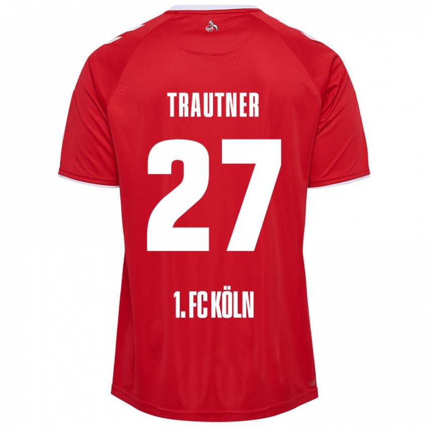 Enfant Maillot Tobias Trautner #27 Rouge Blanc Tenues Extérieur 2024/25 T-Shirt Suisse