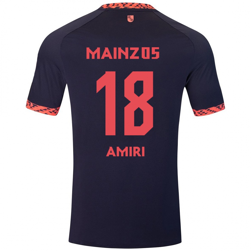 Kinder Nadiem Amiri #18 Blau Korallenrot Auswärtstrikot Trikot 2024/25 T-Shirt Schweiz