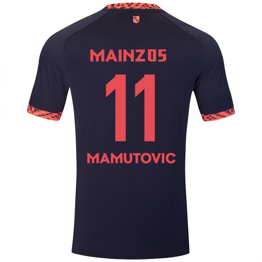 Kinder David Mamutovic #11 Blau Korallenrot Auswärtstrikot Trikot 2024/25 T-Shirt Schweiz