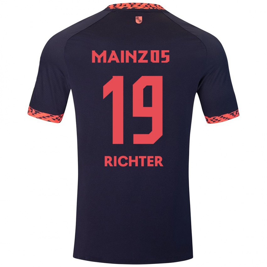 Kinder Marc Richter #19 Blau Korallenrot Auswärtstrikot Trikot 2024/25 T-Shirt Schweiz