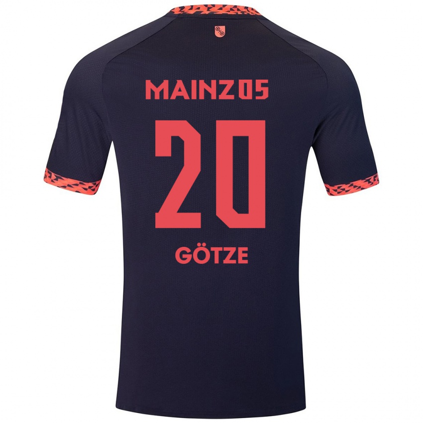 Kinder Justus Götze #20 Blau Korallenrot Auswärtstrikot Trikot 2024/25 T-Shirt Schweiz