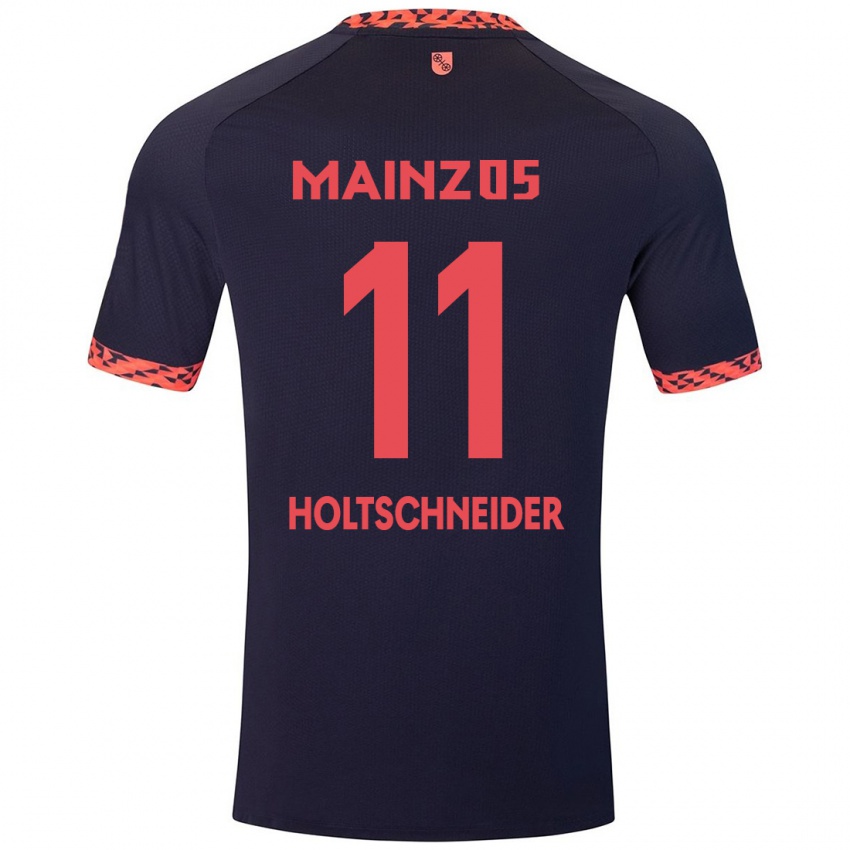 Kinder Hannah Holtschneider #11 Blau Korallenrot Auswärtstrikot Trikot 2024/25 T-Shirt Schweiz