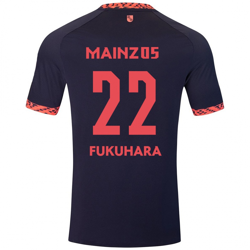 Kinder Yuuka Fukuhara #22 Blau Korallenrot Auswärtstrikot Trikot 2024/25 T-Shirt Schweiz