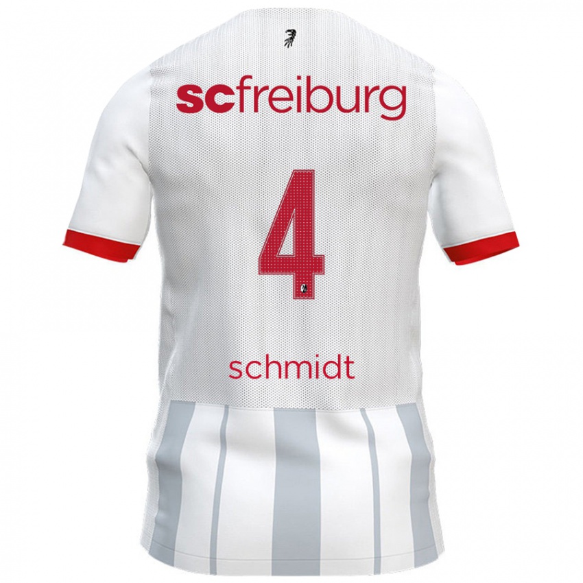 Kinder Kenneth Schmidt #4 Weiß Grau Auswärtstrikot Trikot 2024/25 T-Shirt Schweiz