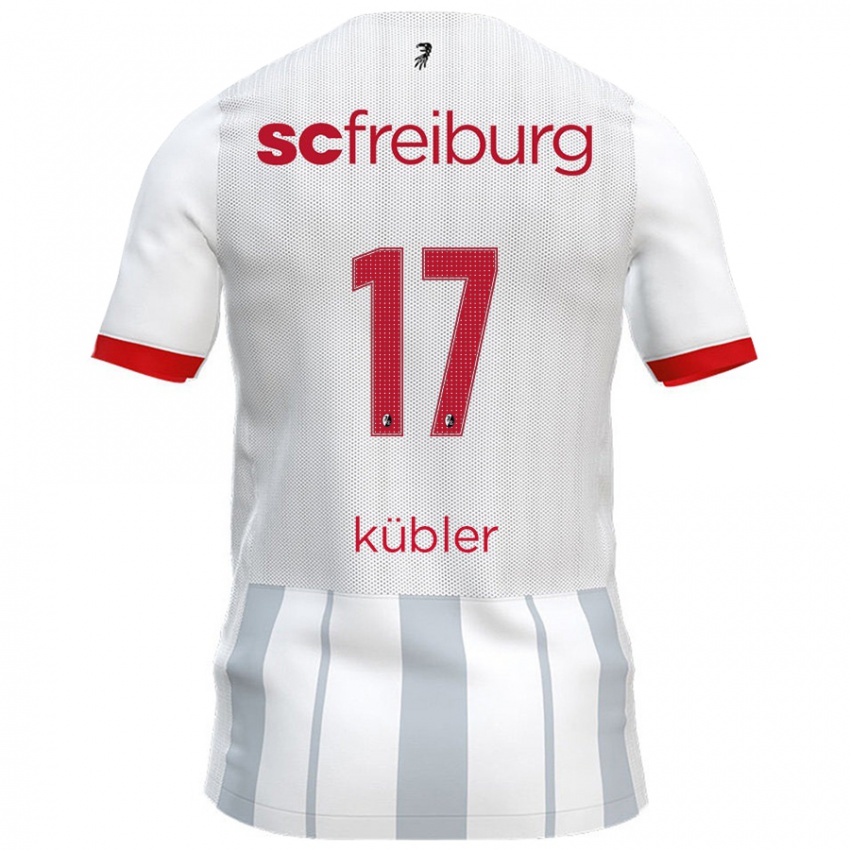 Kinder Lukas Kübler #17 Weiß Grau Auswärtstrikot Trikot 2024/25 T-Shirt Schweiz